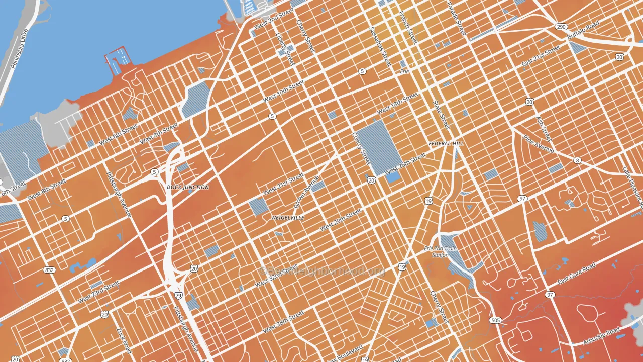 Transit Grade map of West Side Squires, Erie, PA