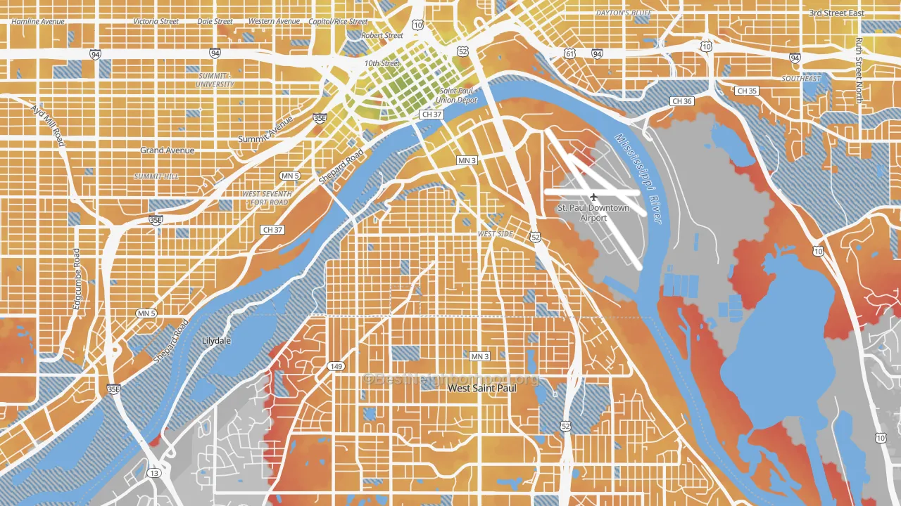 Transit Grade map of West Side, St. Paul, MN