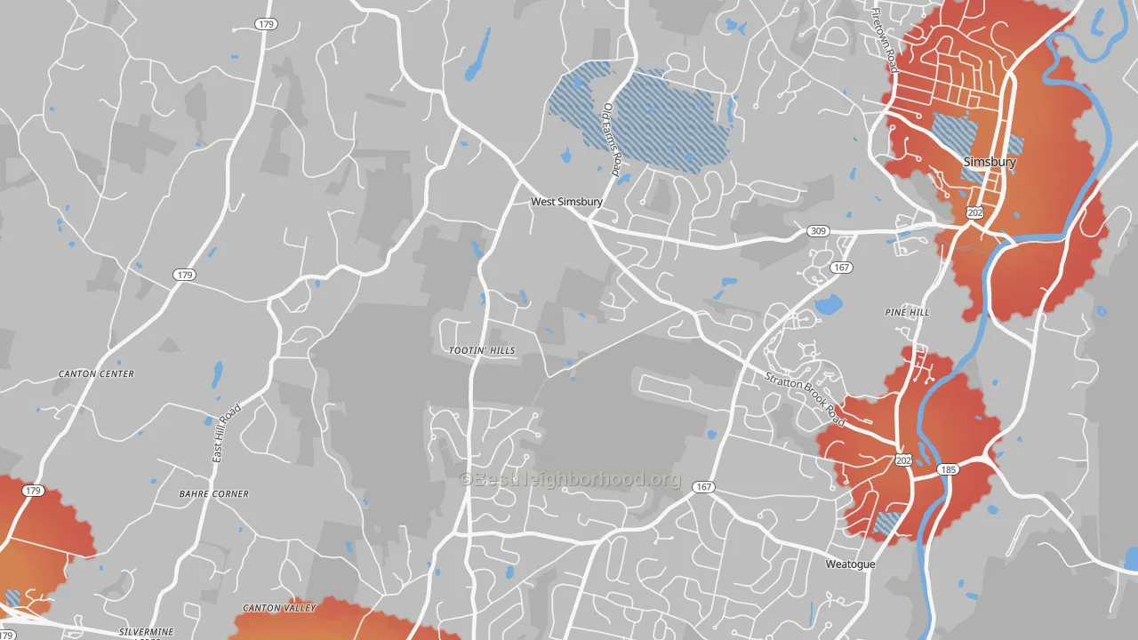 Transit Grade map of West Simsbury, CT