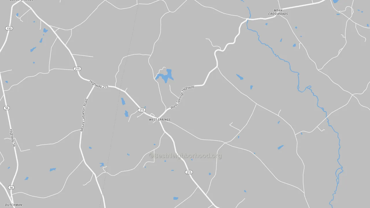 Transit Grade map of West Springs, SC