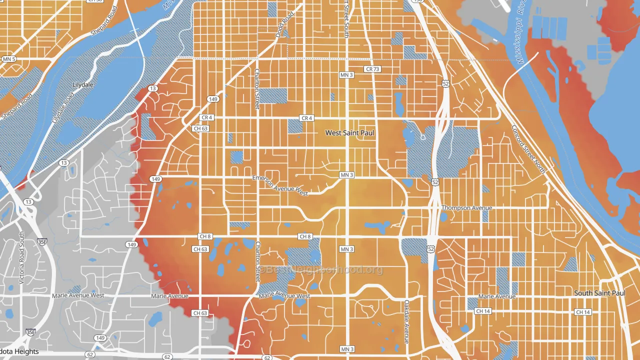 Transit Grade map of West St. Paul, MN