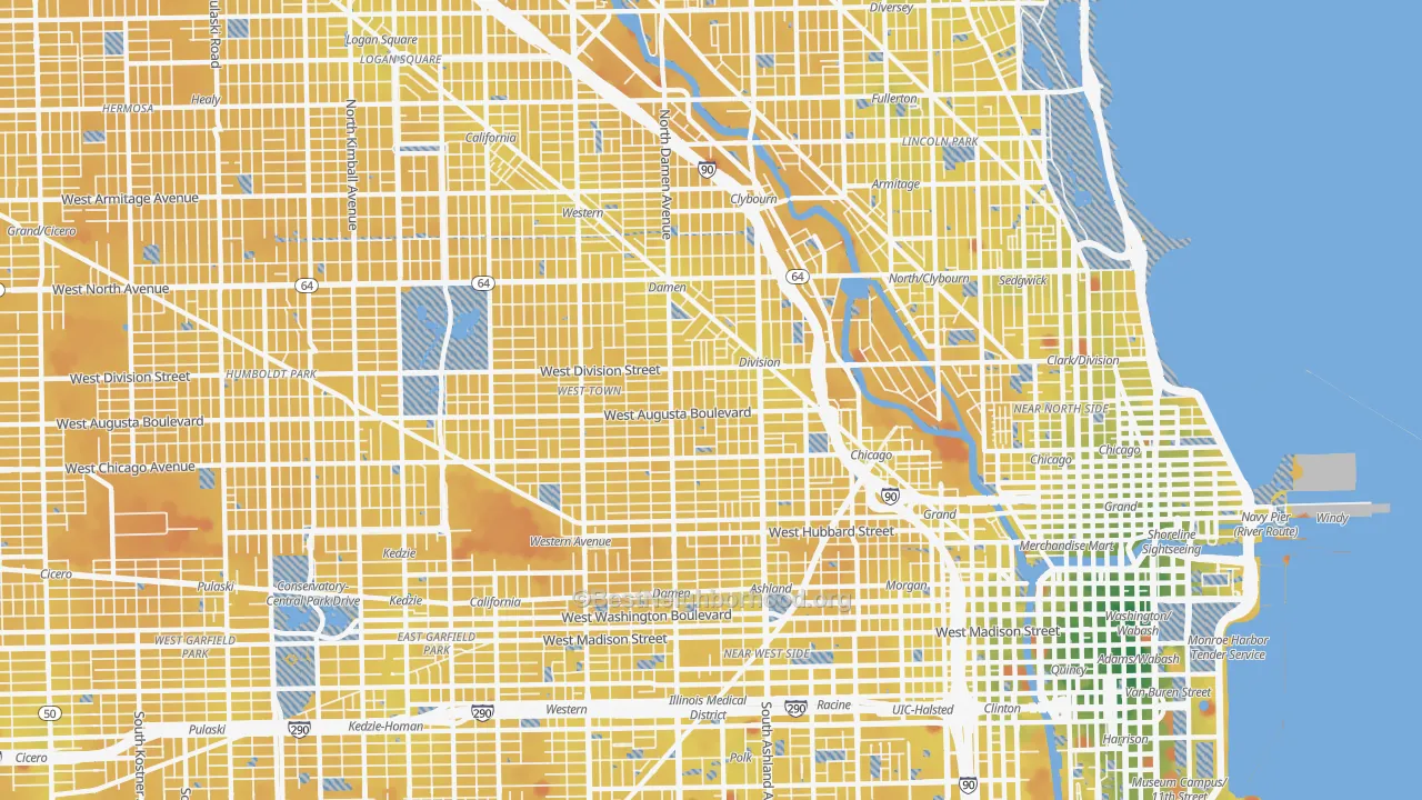 Transit Grade map of West Town, Chicago, IL
