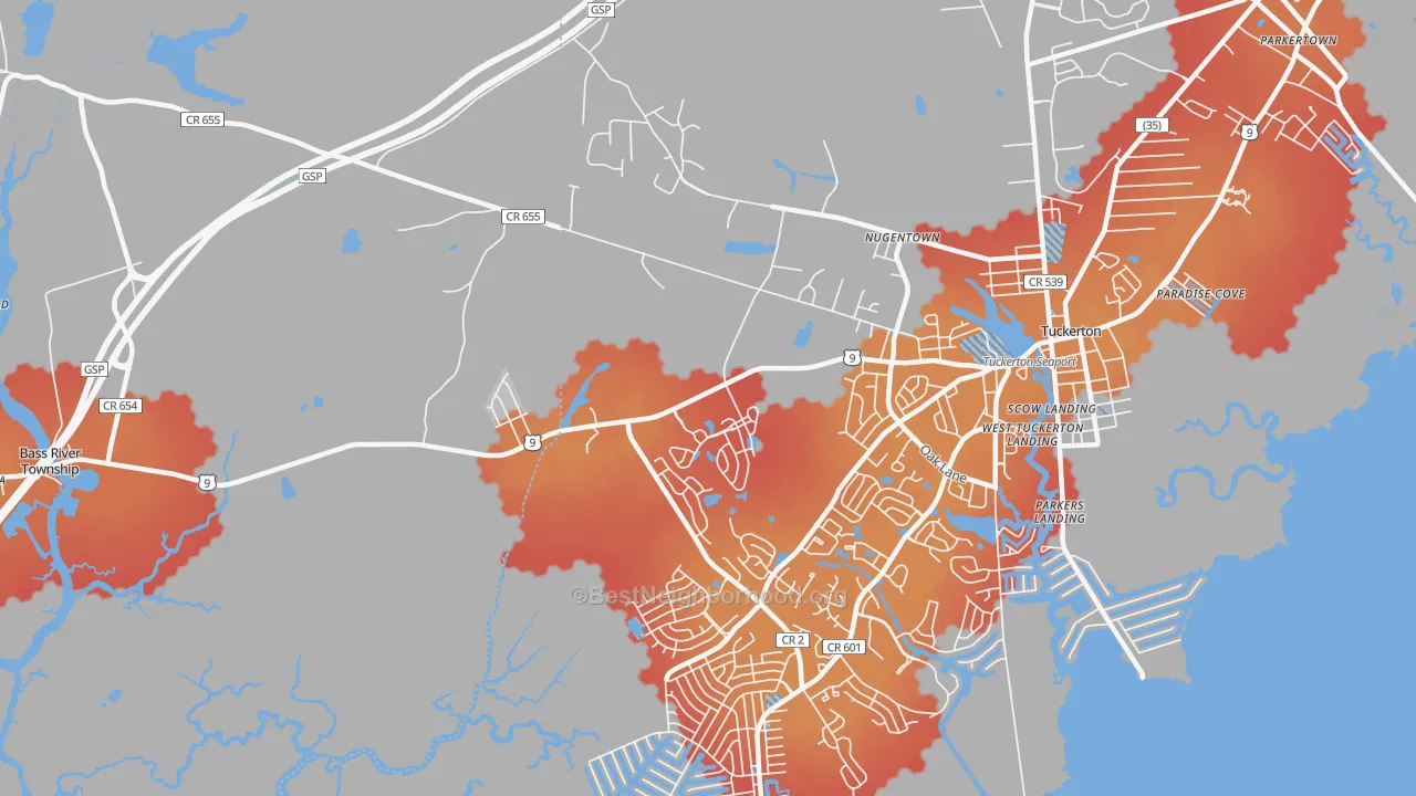 Transit Grade map of West Tuckerton, NJ