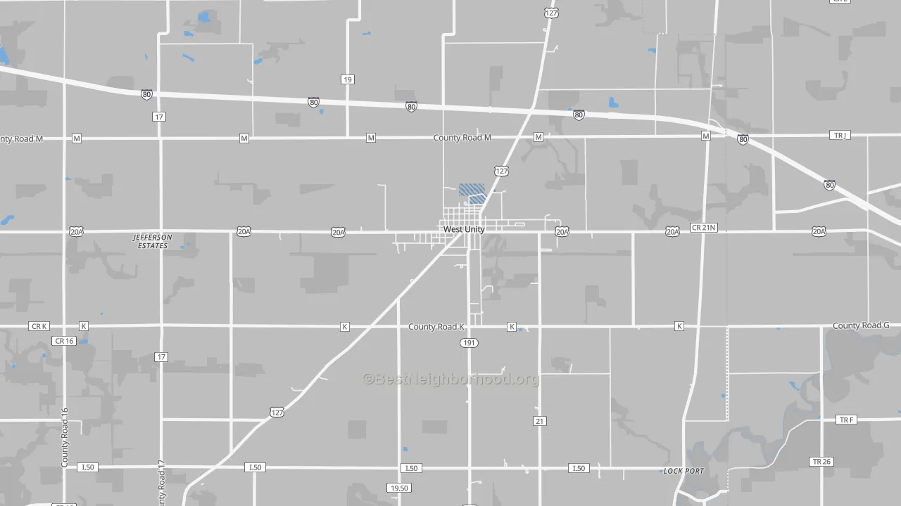 Transit Grade map of West Unity, OH