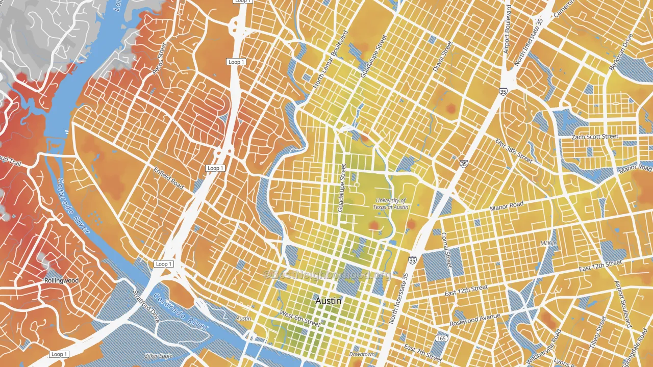 Transit Grade map of West University Austin, Austin, TX