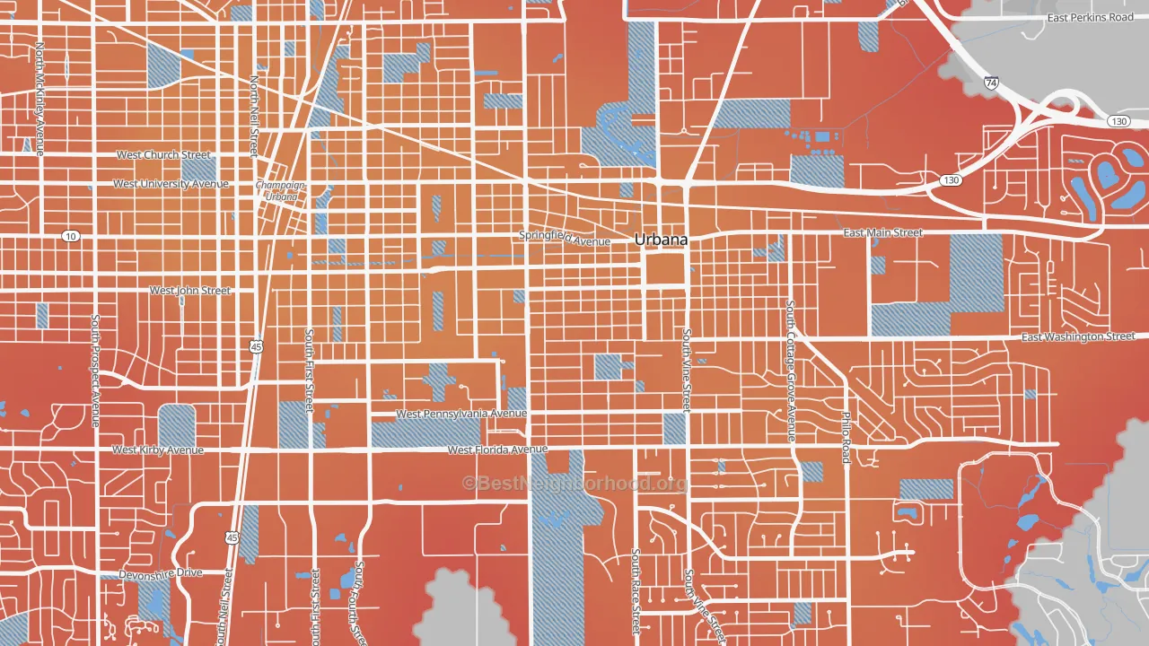 Transit Grade map of West Urbana, Urbana, IL