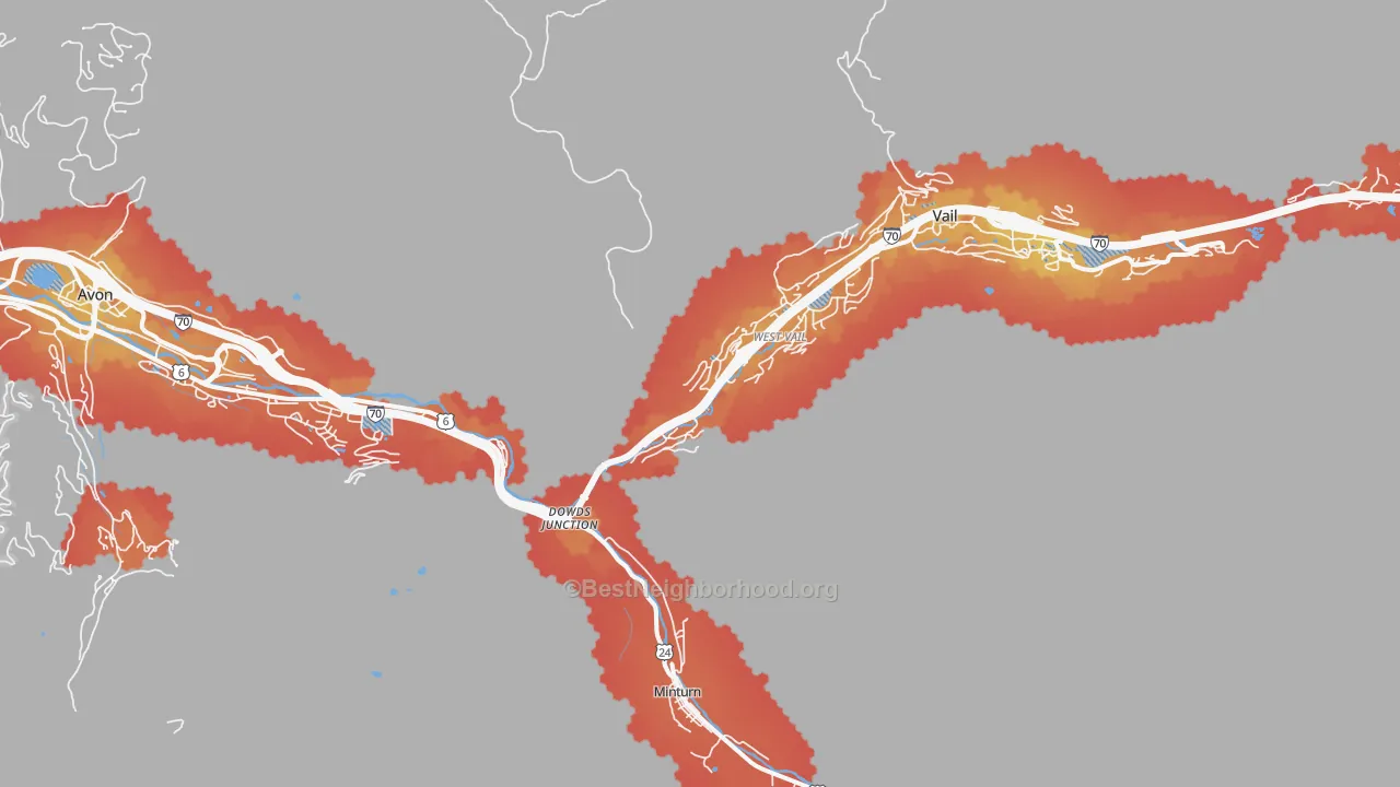 Transit Grade map of West Vail, CO