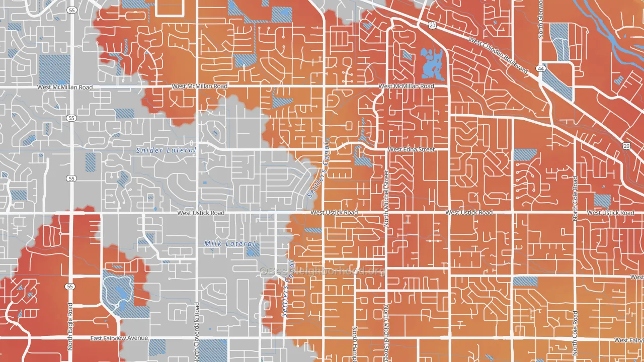 Transit Grade map of West Valley, Boise, ID