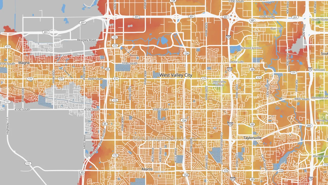 Transit Grade map of West Valley City, UT