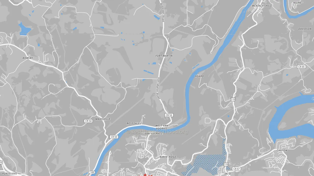 Transit Grade map of West Van Voorhis, WV