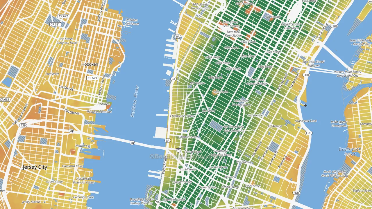 Transit Grade map of West Village, Manhattan, NY
