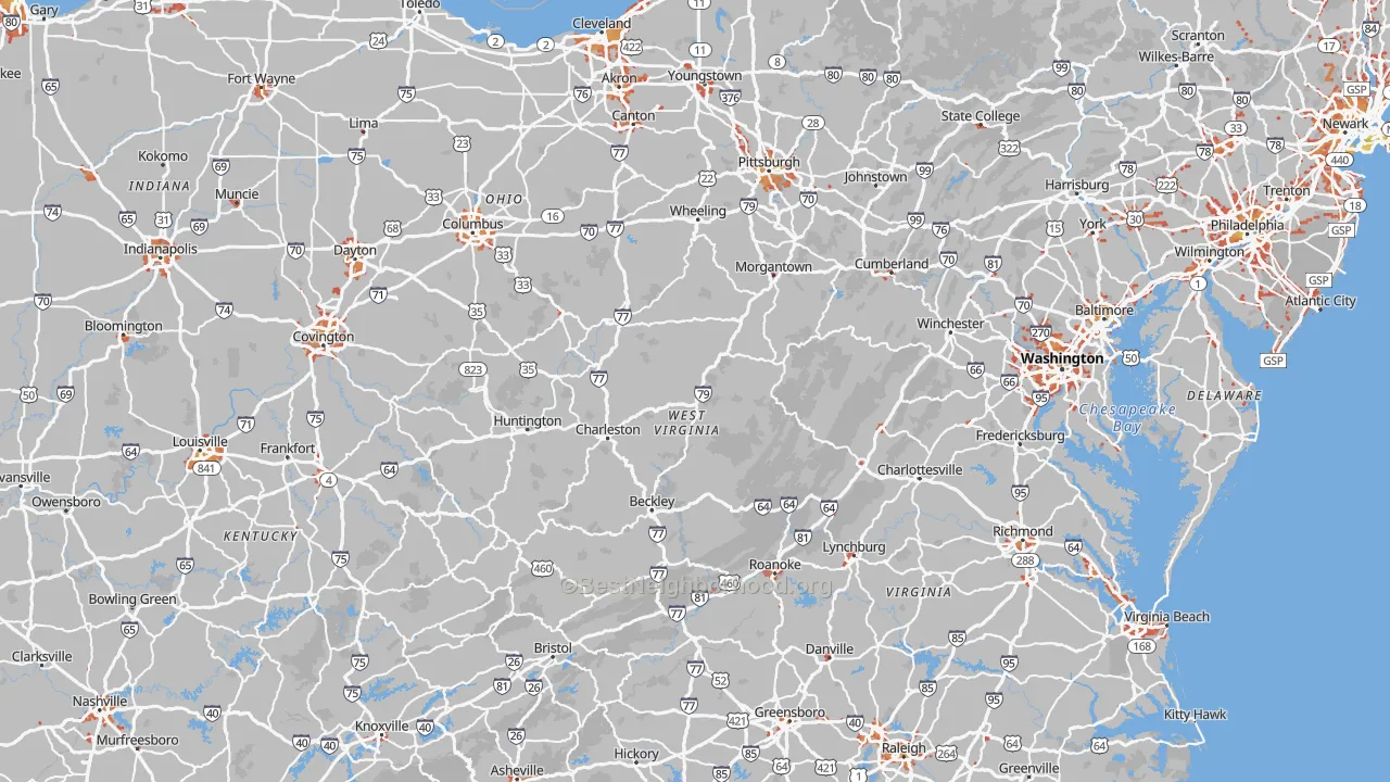 Transit Grade map of West Virginia