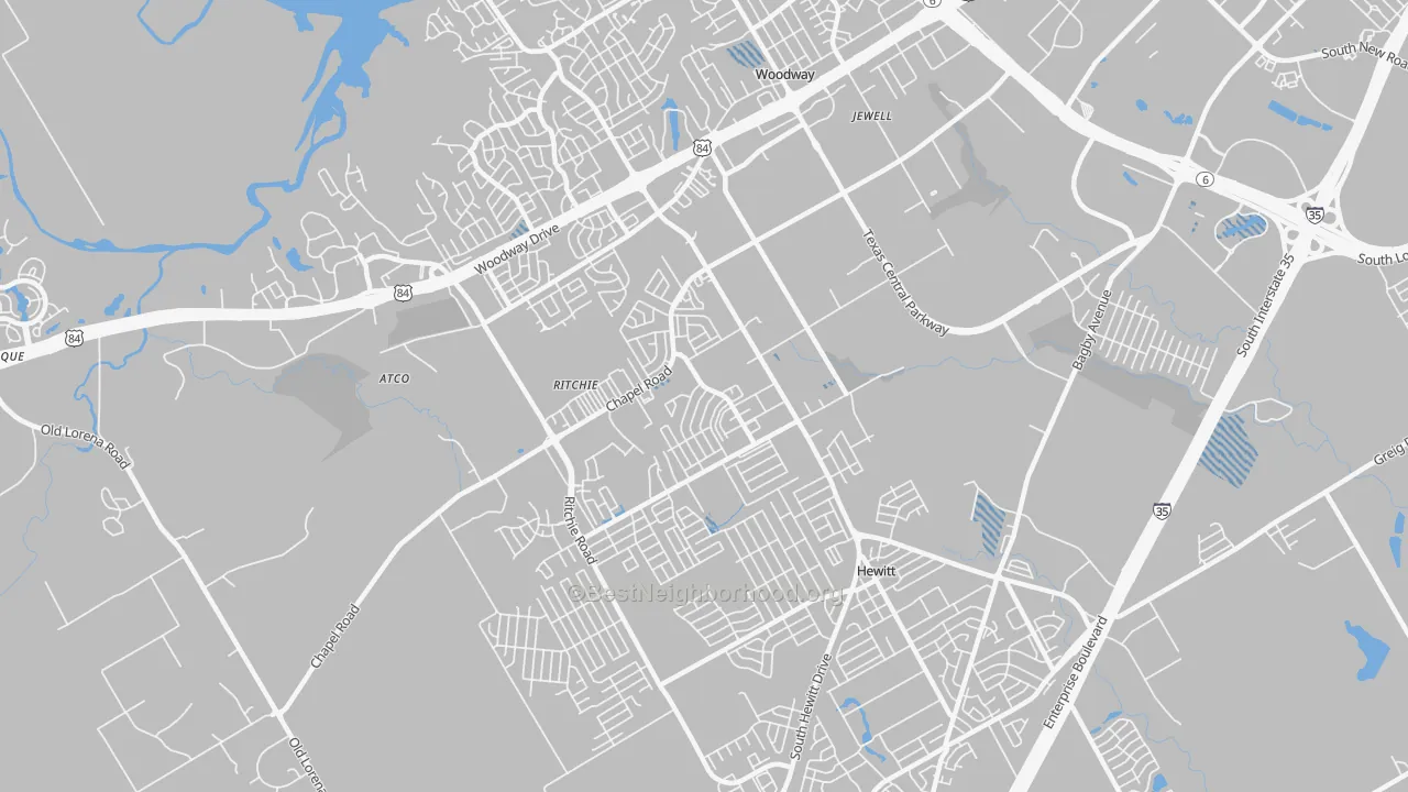 Transit Grade map of West Waco, Woodway, TX