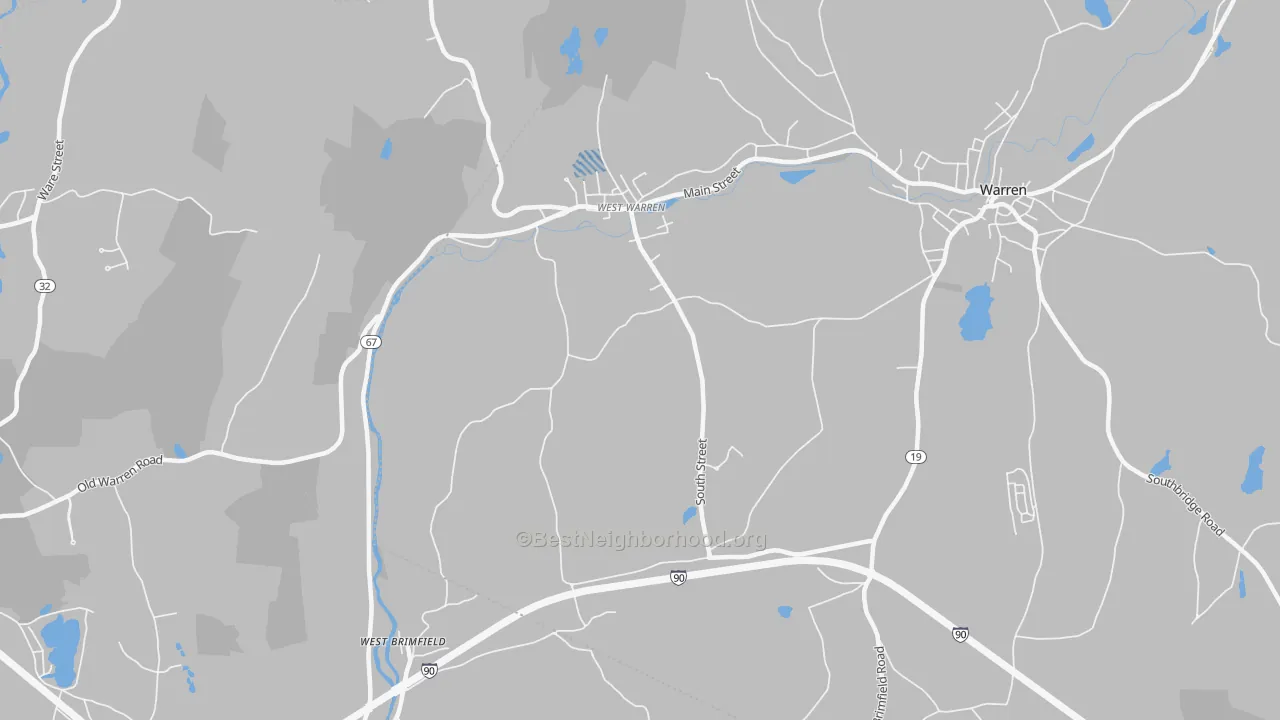 Transit Grade map of West Warren, MA