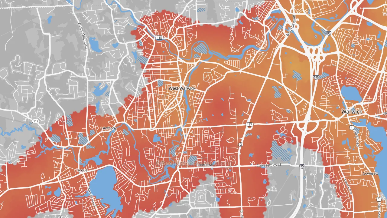 Transit Grade map of West Warwick, RI