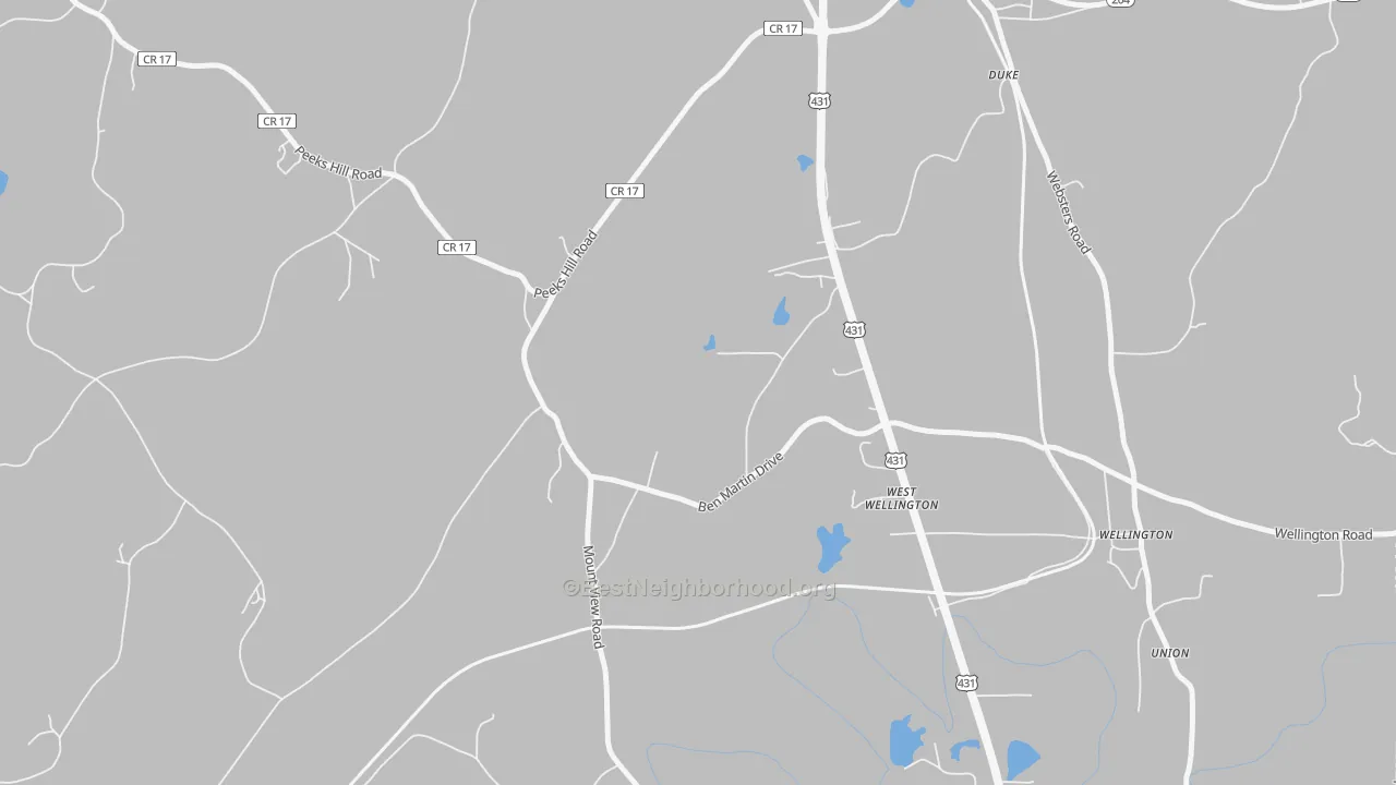 Transit Grade map of West Wellington, AL