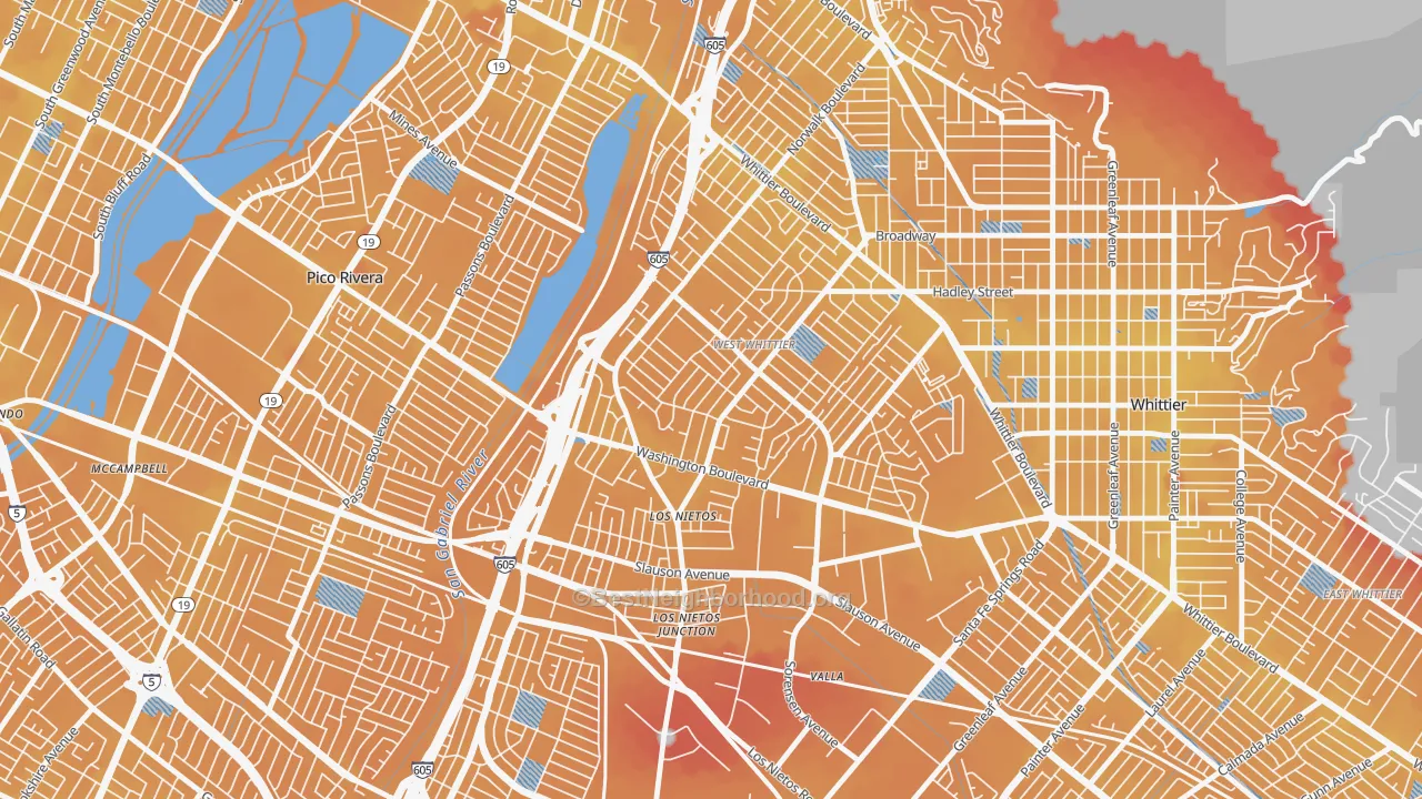 Transit Grade map of West Whittier-Los Nietos, CA
