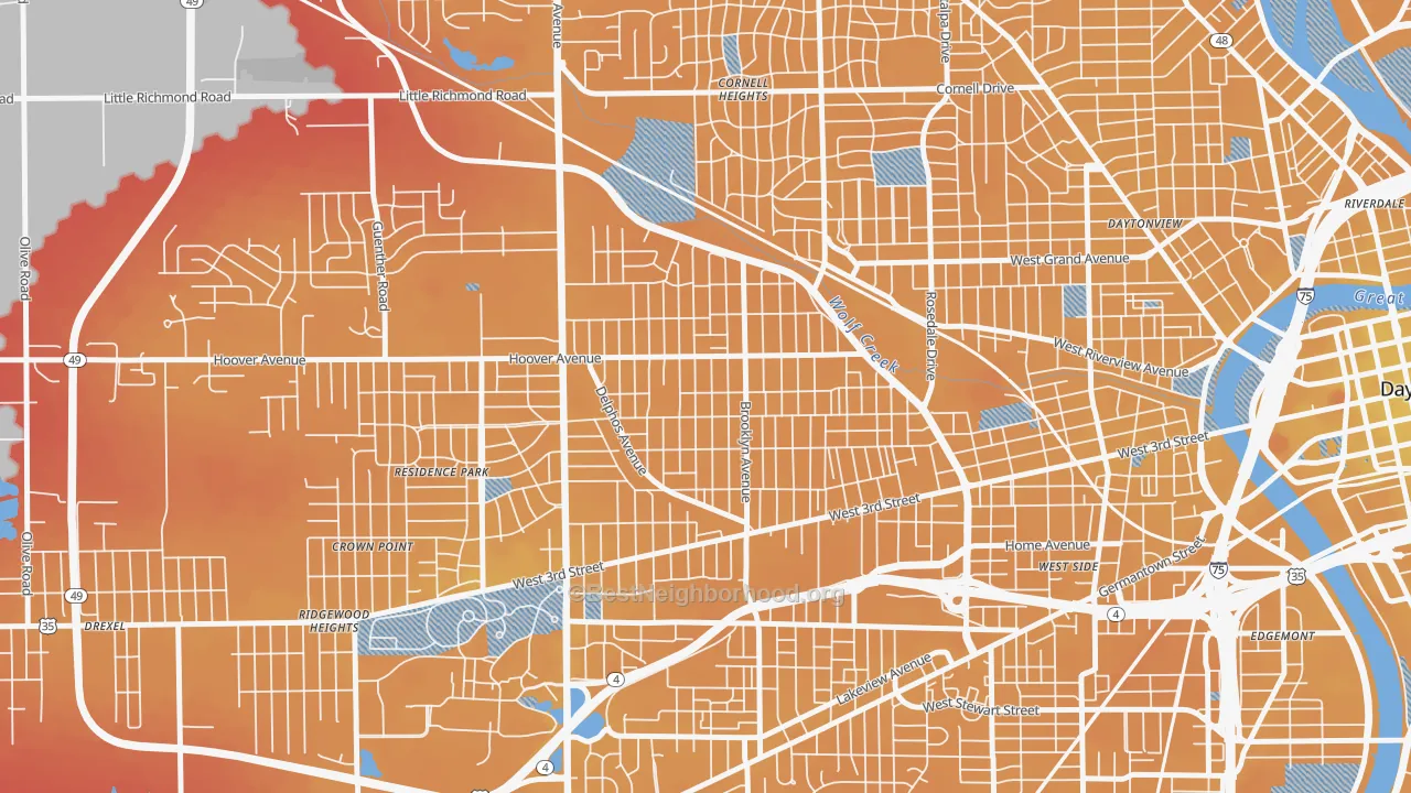 Transit Grade map of West Wood, Dayton, OH