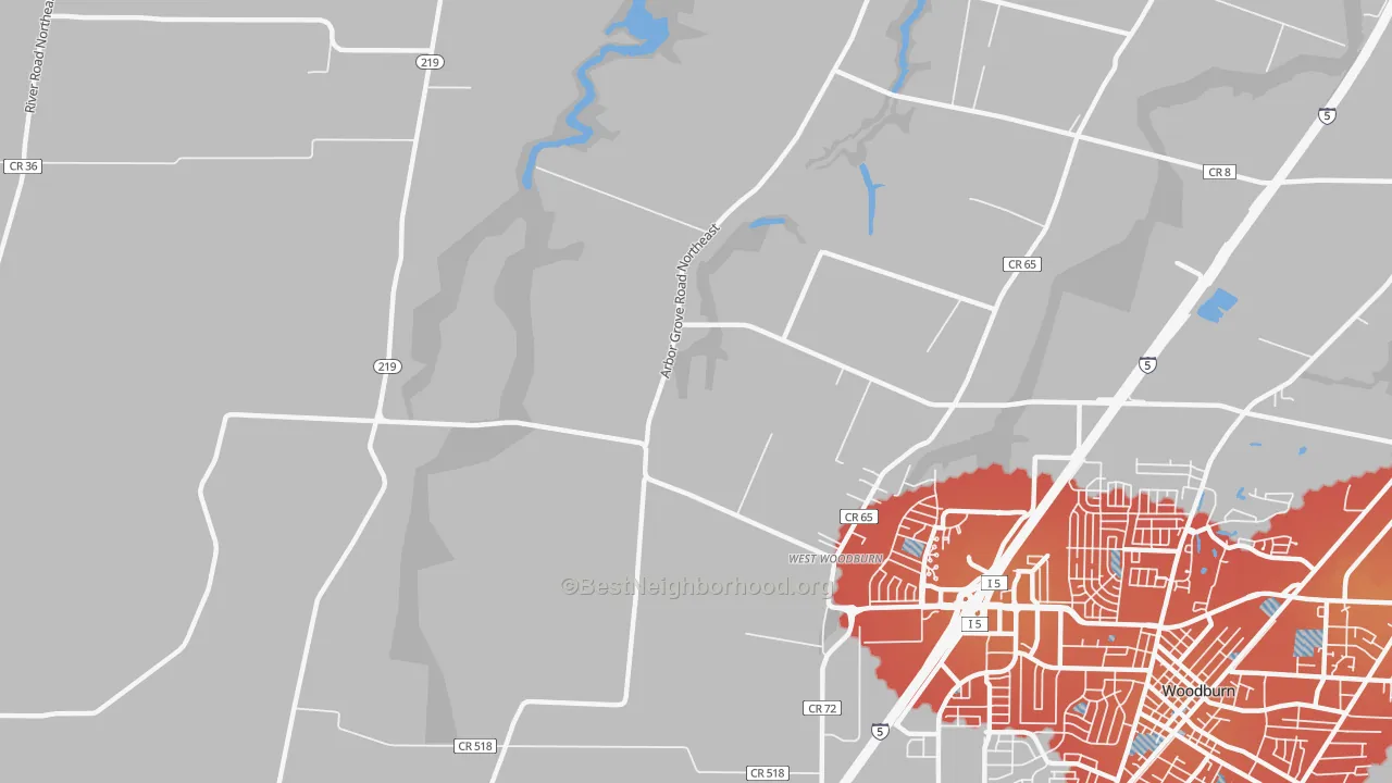 Transit Grade map of West Woodburn, OR