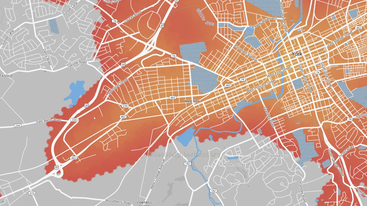 Transit Grade map of West York, PA