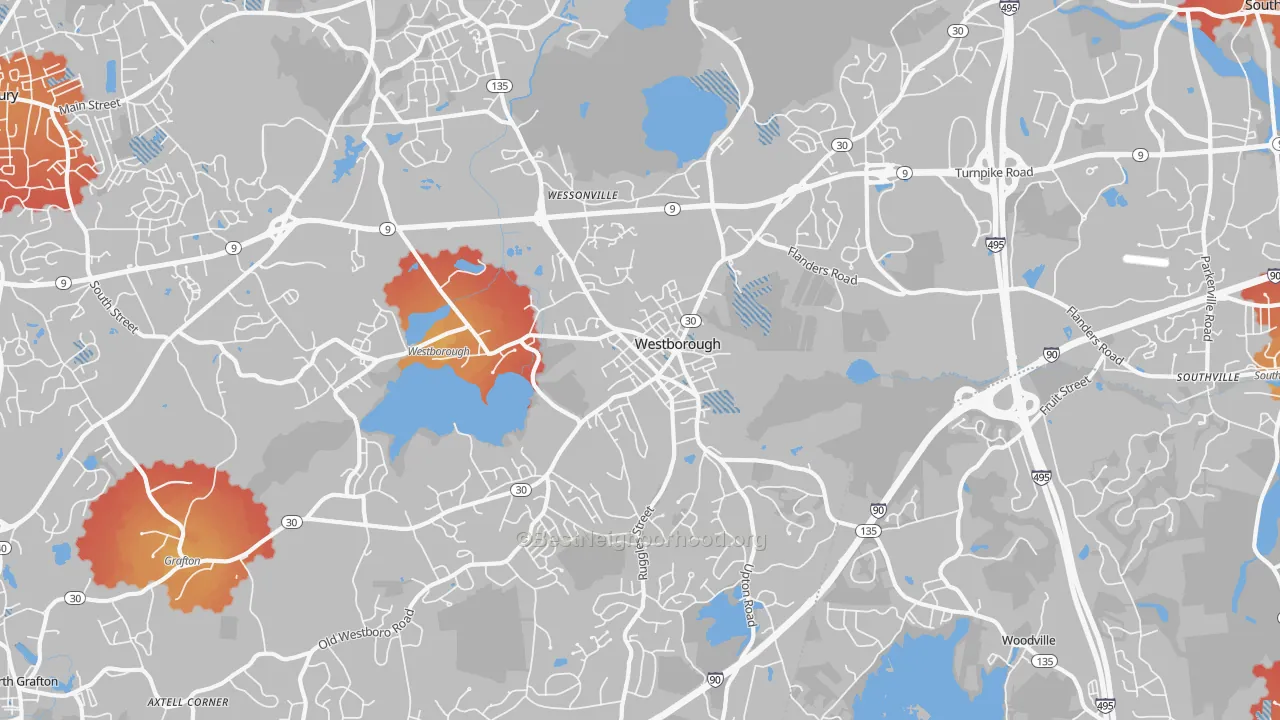 Transit Grade map of Westborough, MA