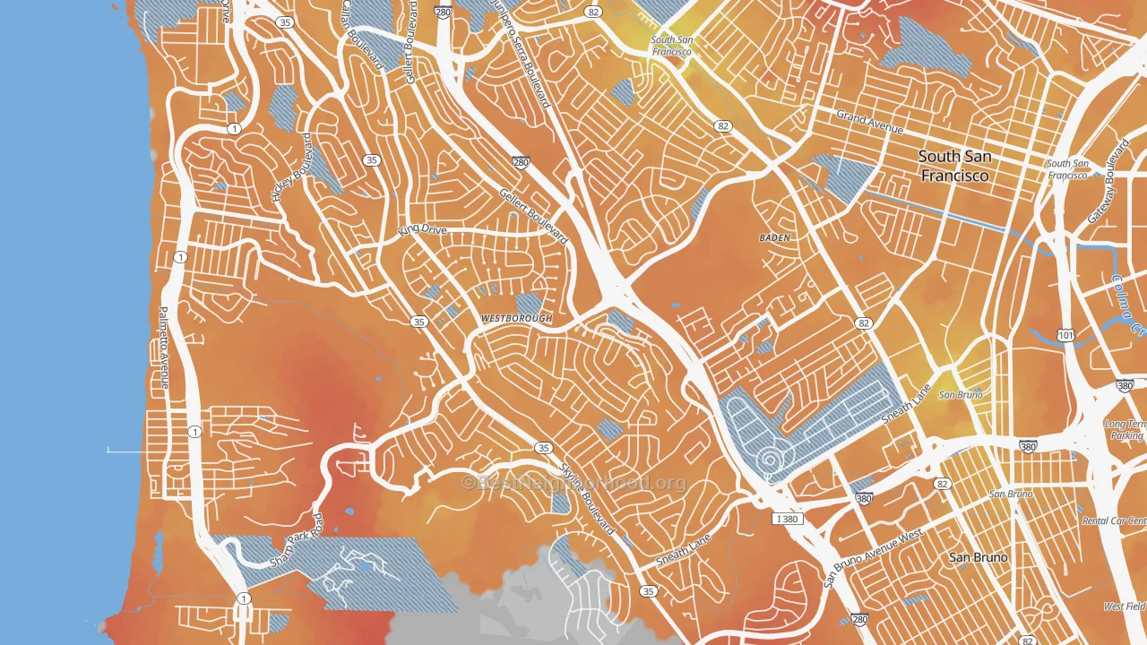 Transit Grade map of Westborough, South San Francisco, CA