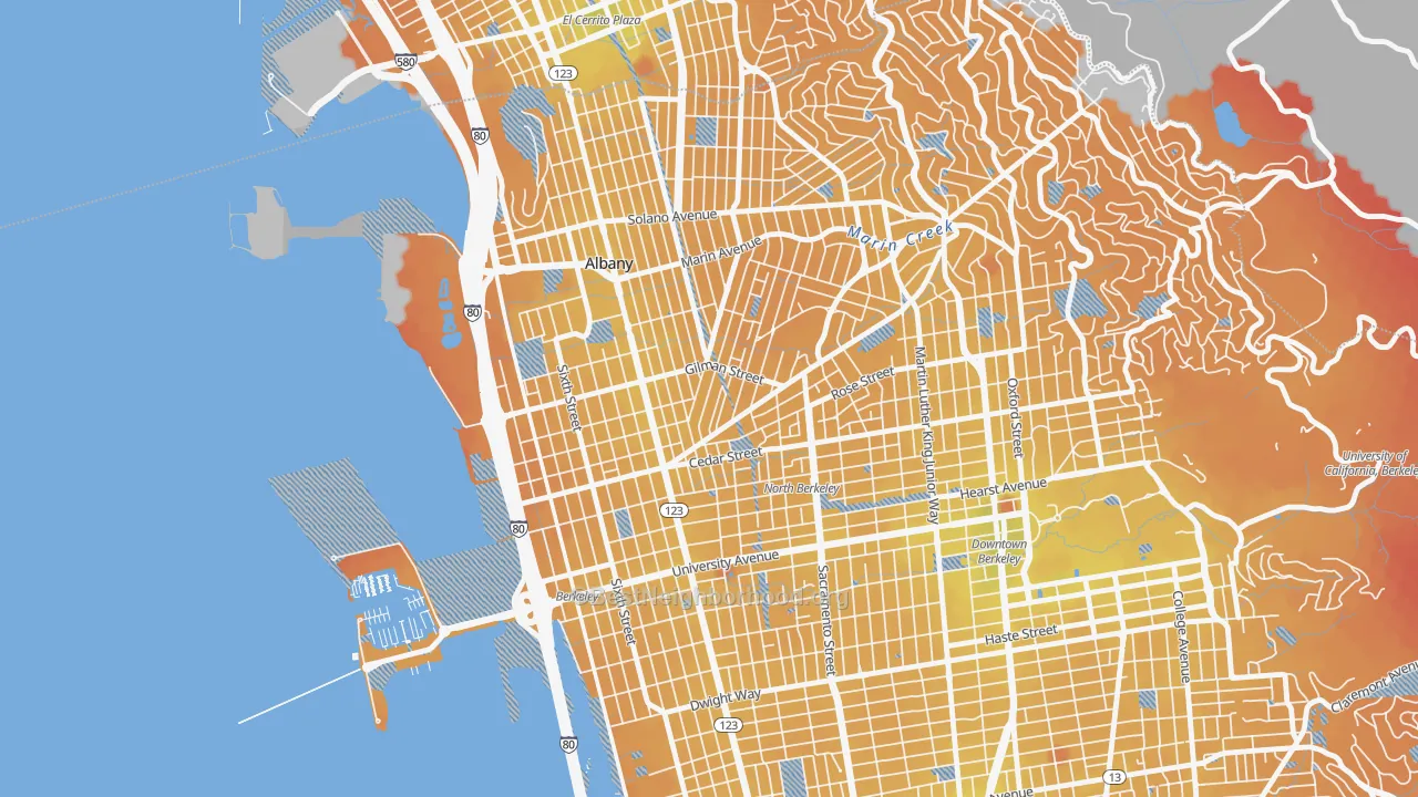 Transit Grade map of Westbrae, Berkeley, CA