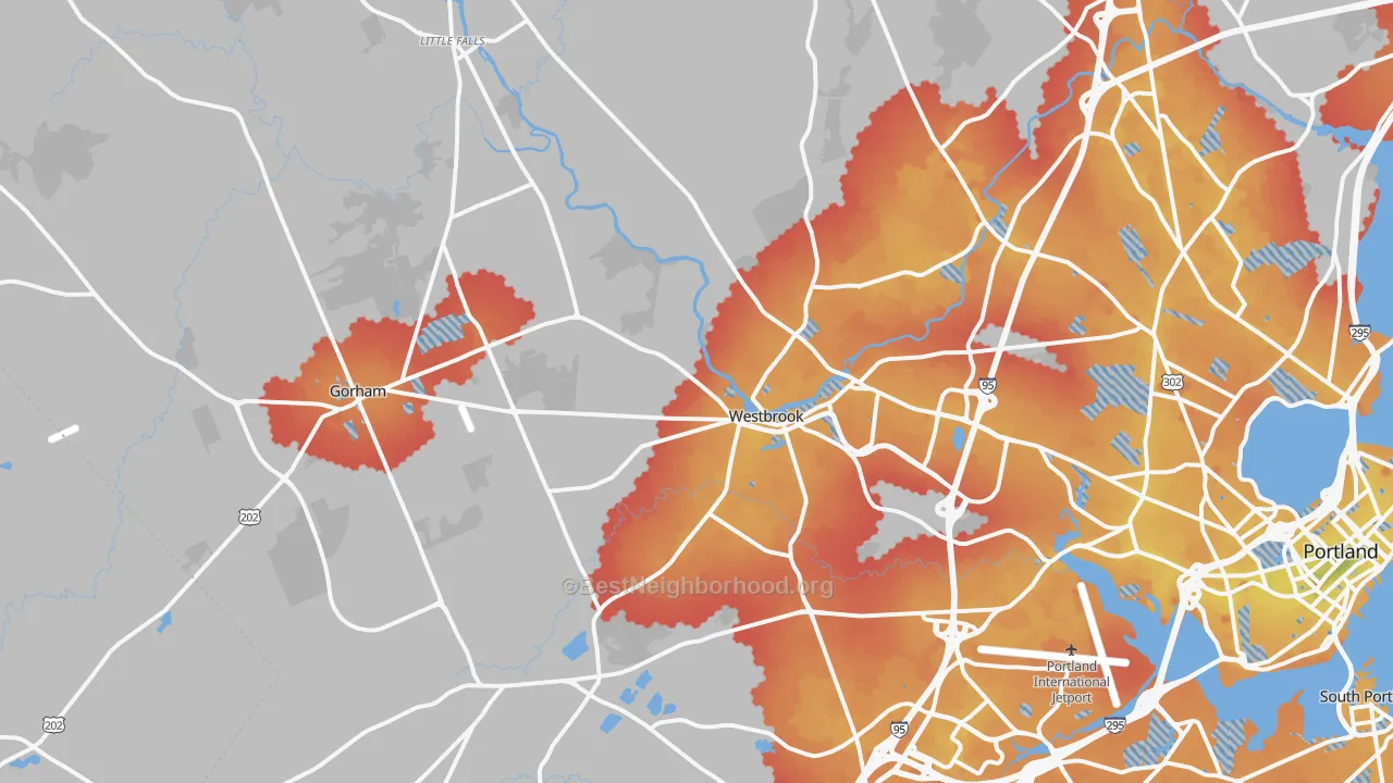 Transit Grade map of Westbrook, ME
