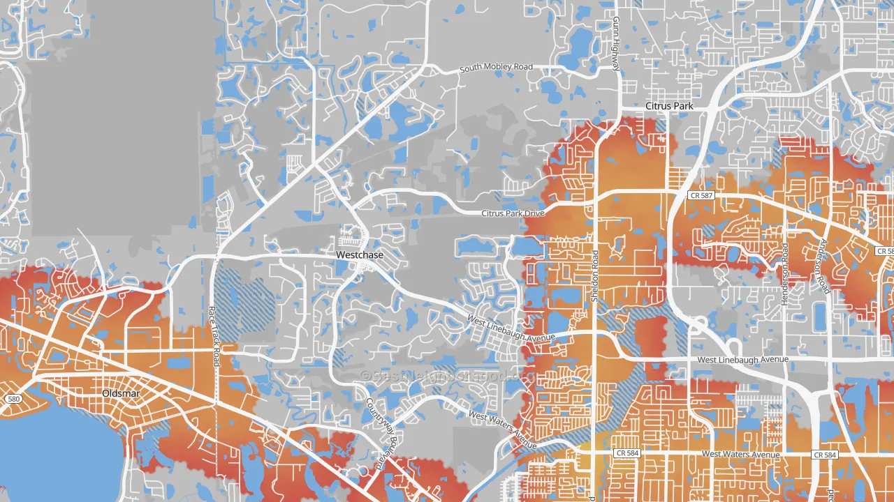 Transit Grade map of Westchase, FL