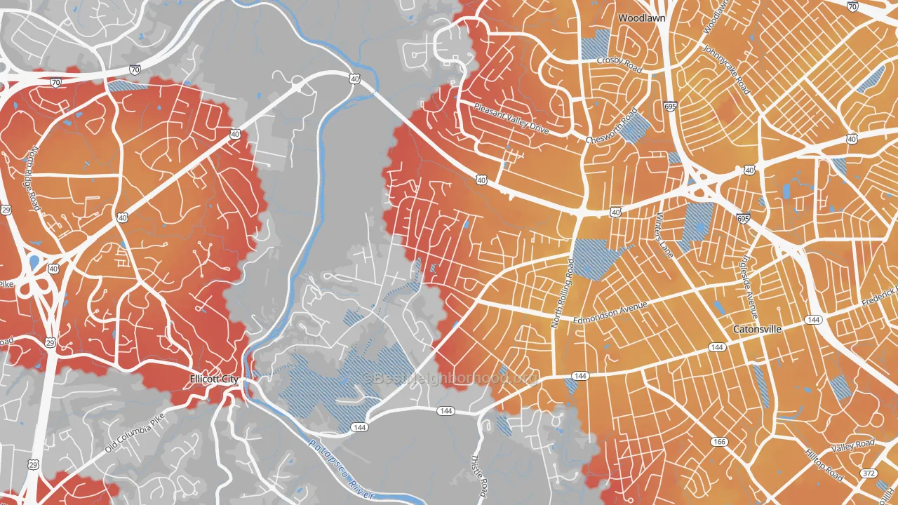 Transit Grade map of Westchester, Catonsville, MD