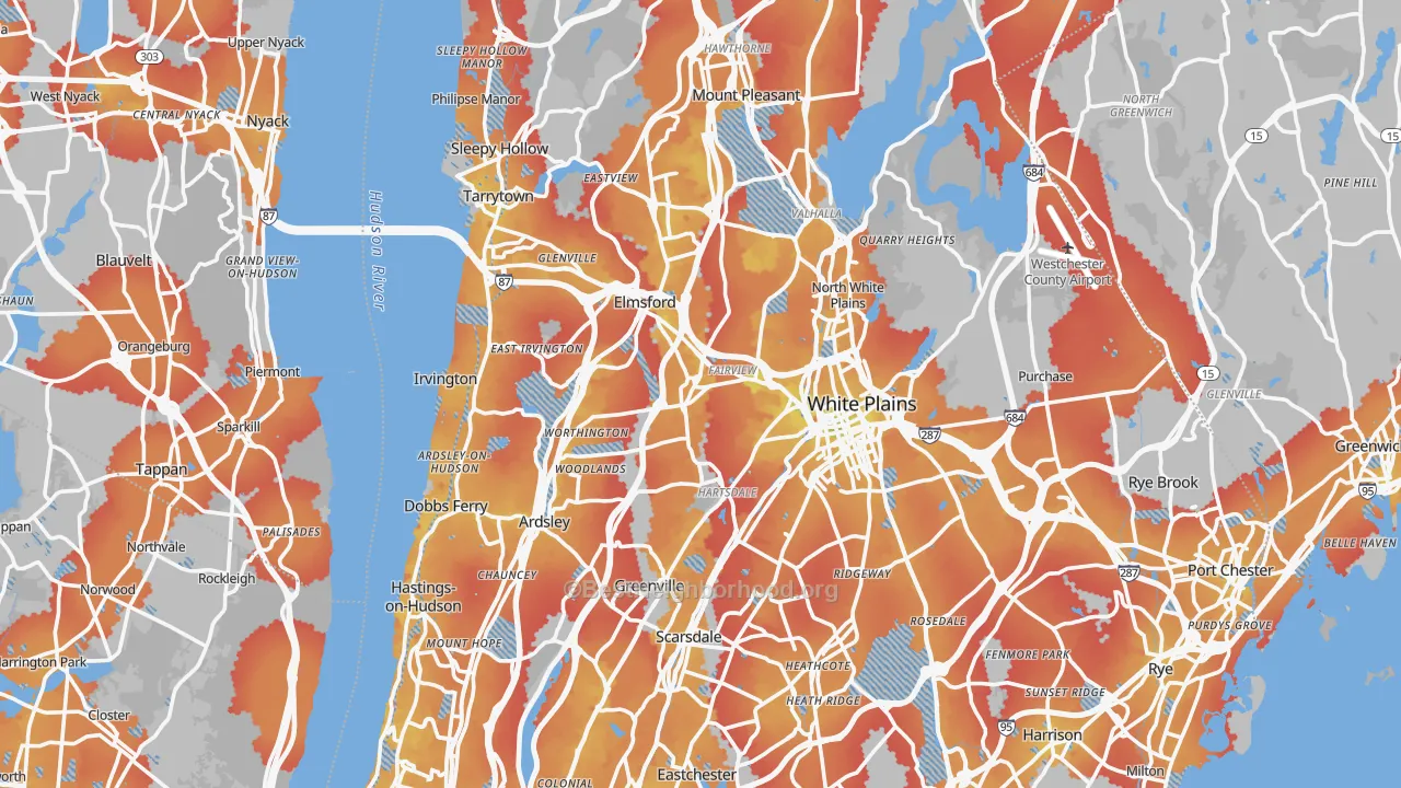 Transit Grade map of Westchester County, NY