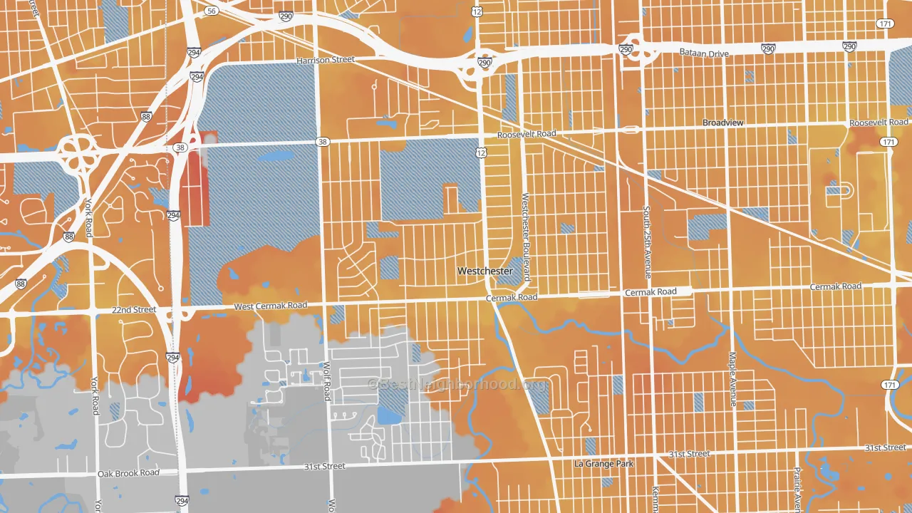 Transit Grade map of Westchester, IL