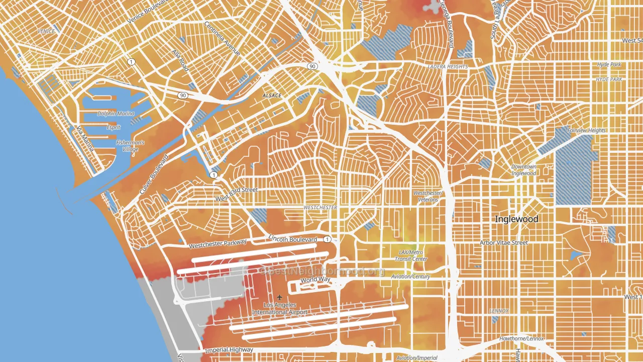 Transit Grade map of Westchester, Los Angeles, CA