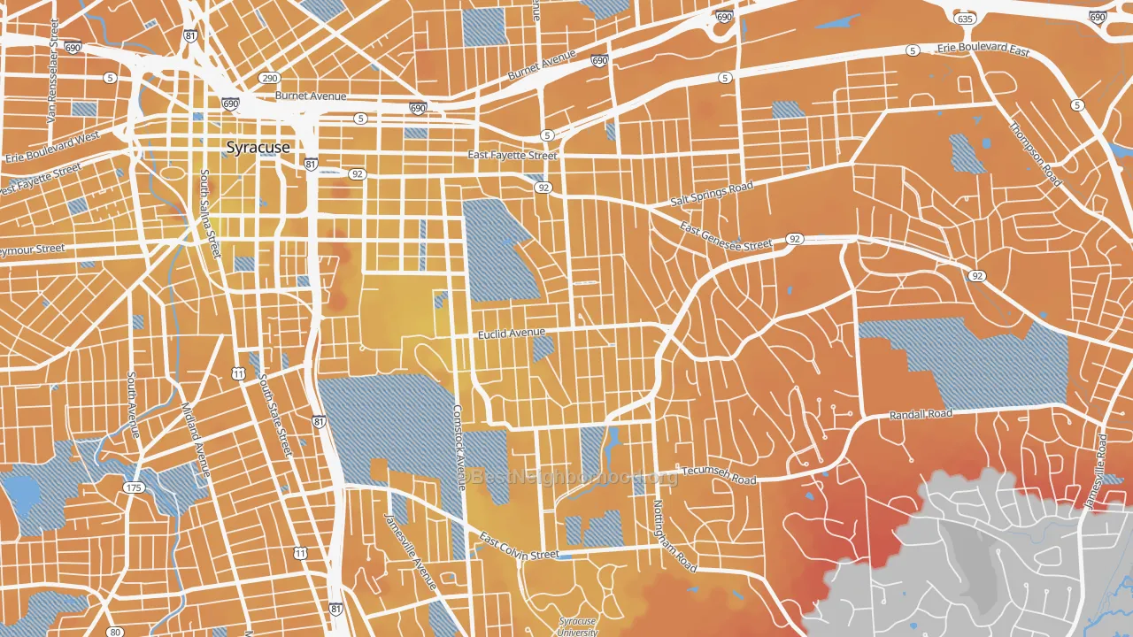 Transit Grade map of Westcott, Syracuse, NY