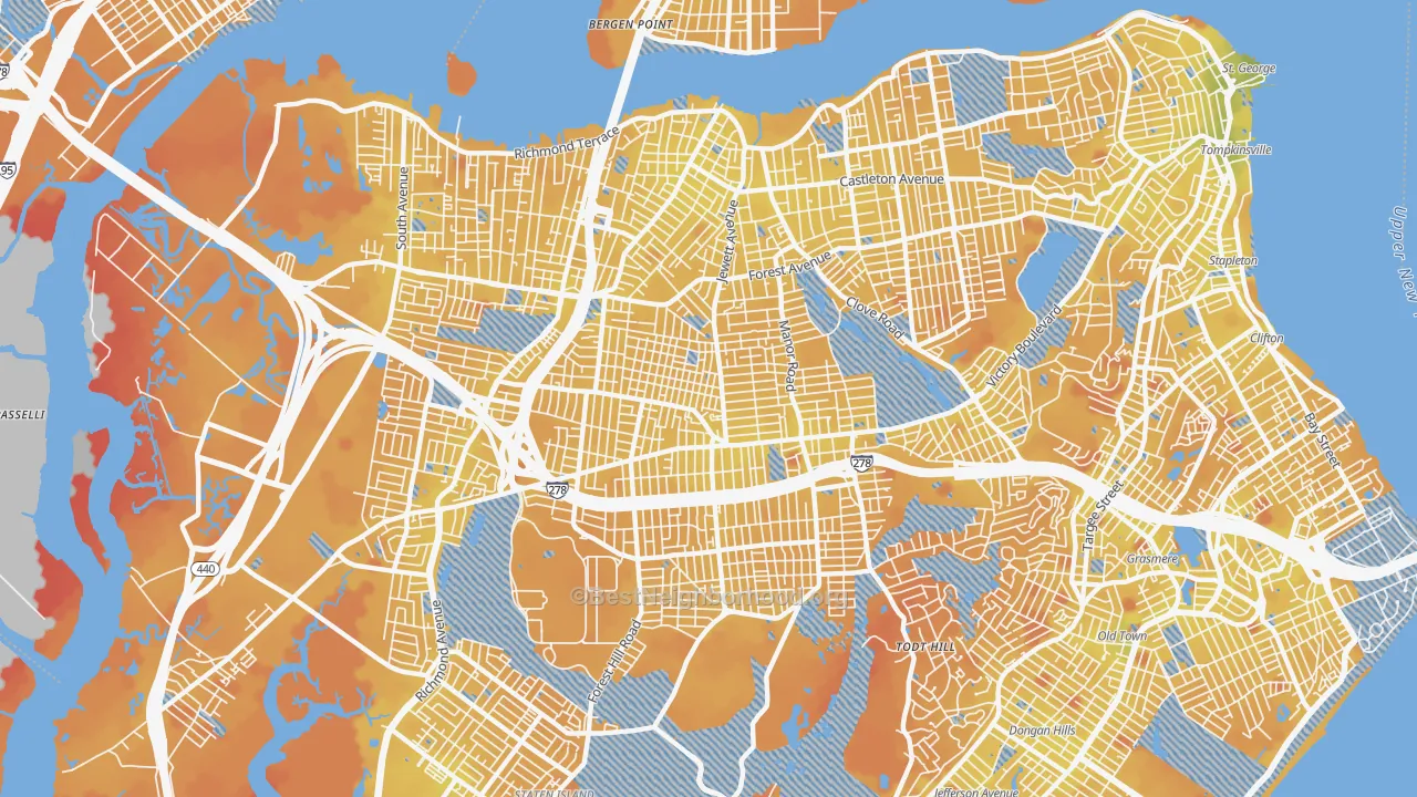 Transit Grade map of Westerleigh-Castleton, Staten Island, NY