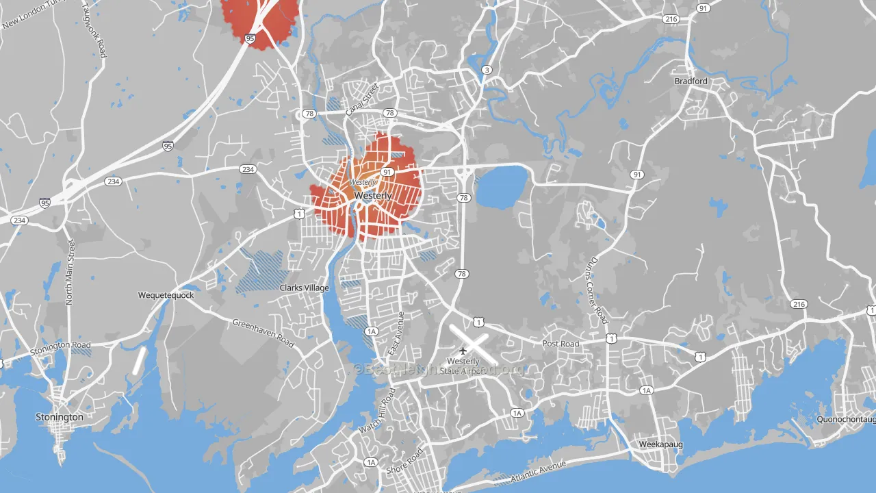 Transit Grade map of Westerly, RI
