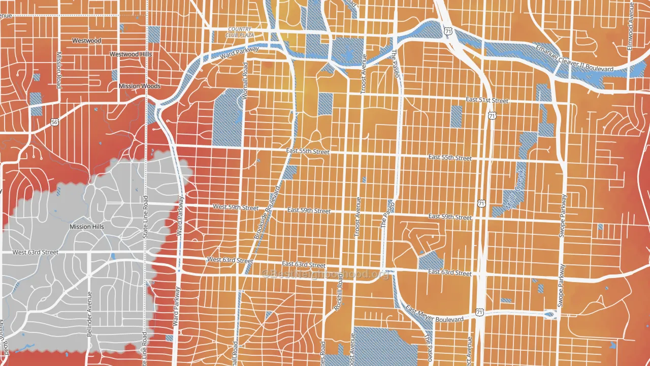 Transit Grade map of Western 49-63, Kansas City, MO