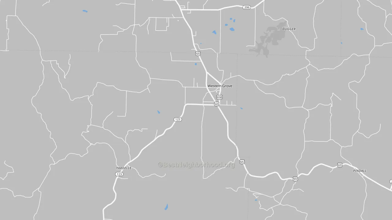 Transit Grade map of Western Grove, AR