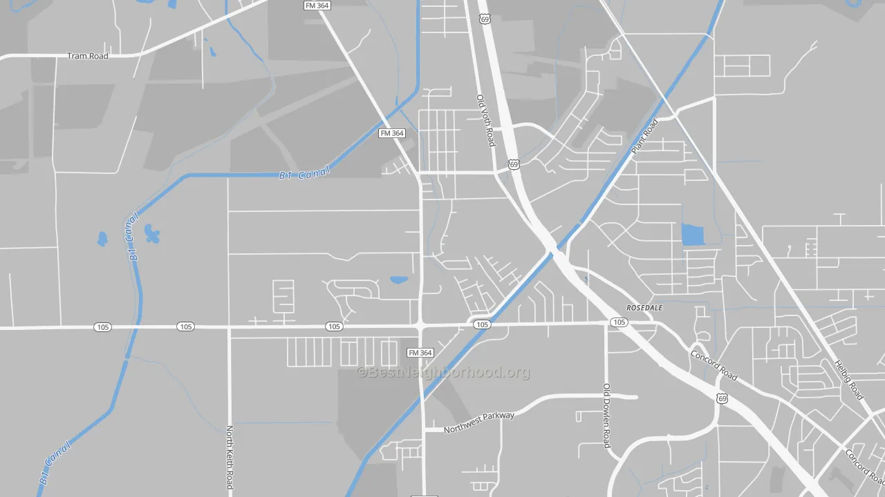 Transit Grade map of Western Hills, Beaumont, TX