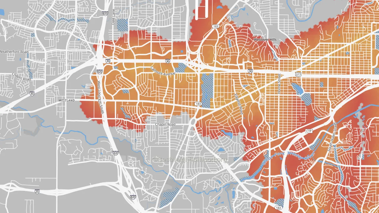 Transit Grade map of Western Hills Fort Worth, Fort Worth, TX