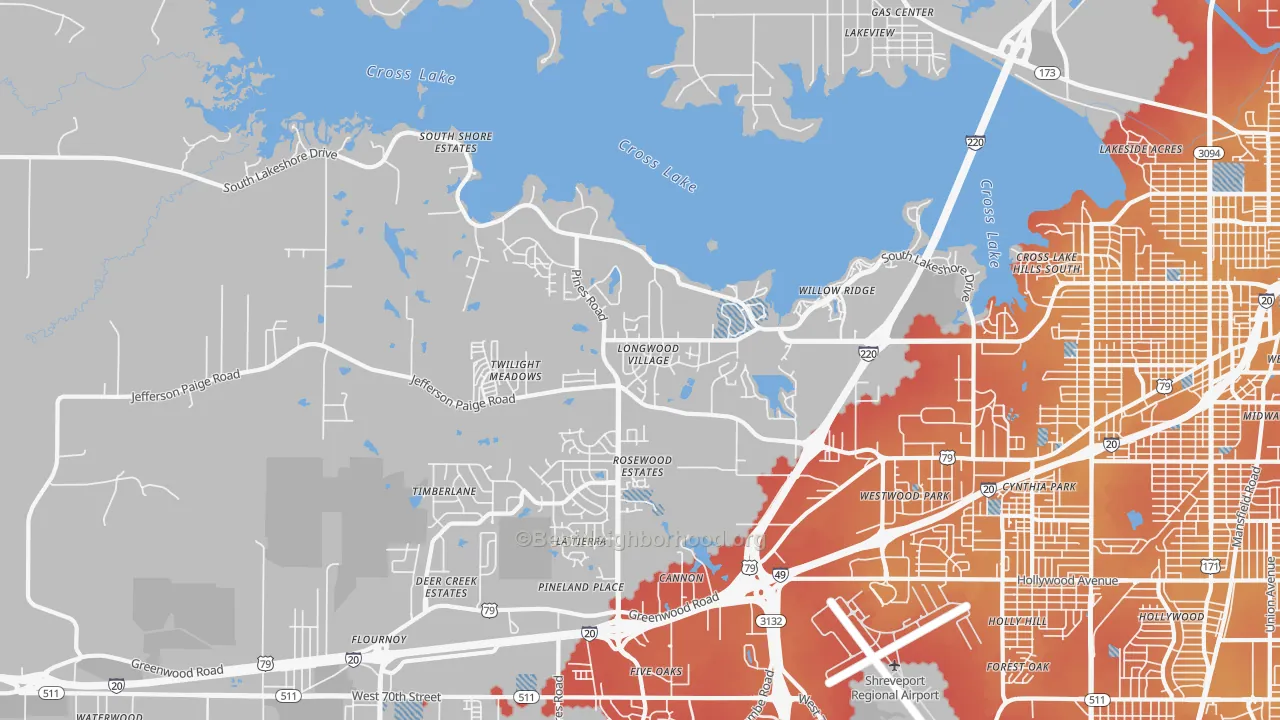 Transit Grade map of Western Hills Yarborough, Shreveport, LA