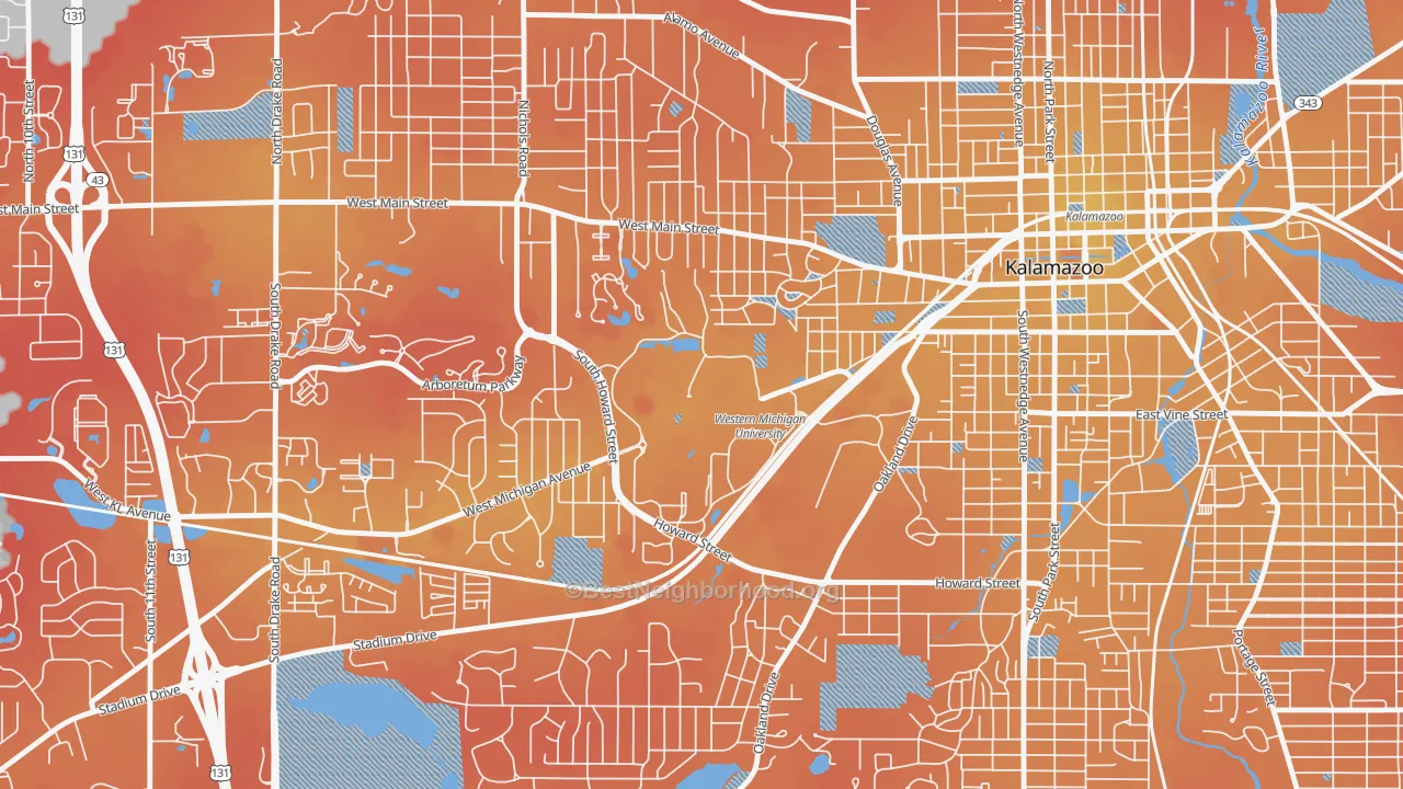 Transit Grade map of Western Michigan University-KRPH, Kalamazoo, MI