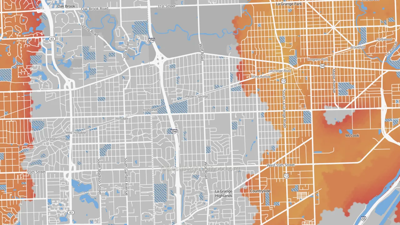 Transit Grade map of Western Springs, IL