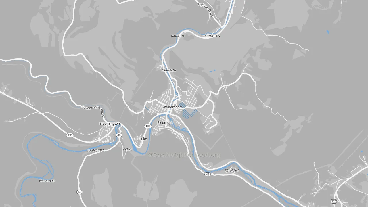 Transit Grade map of Westernport, MD