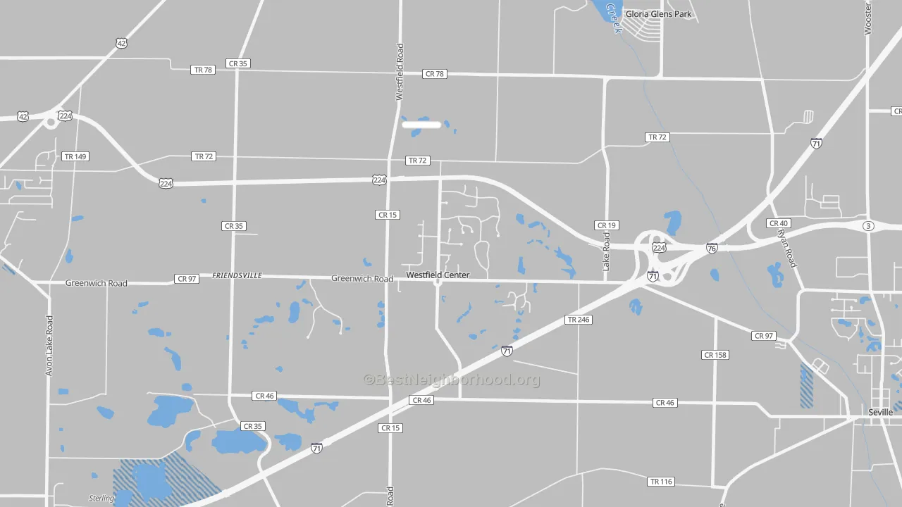 Transit Grade map of Westfield Center, OH