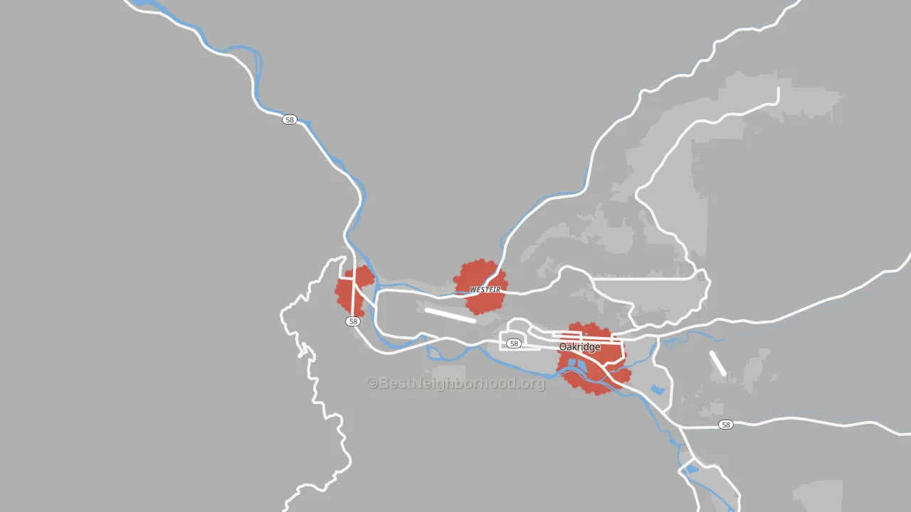 Transit Grade map of Westfir, OR