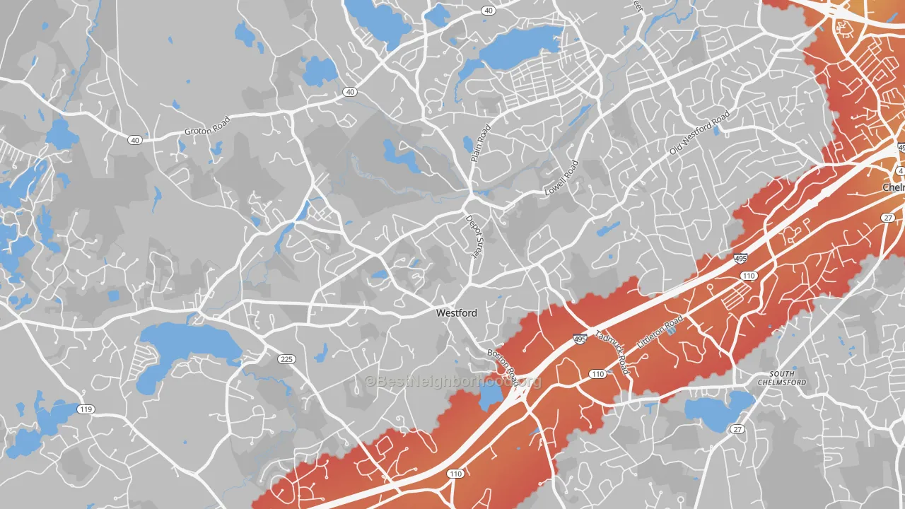 Transit Grade map of Westford, MA