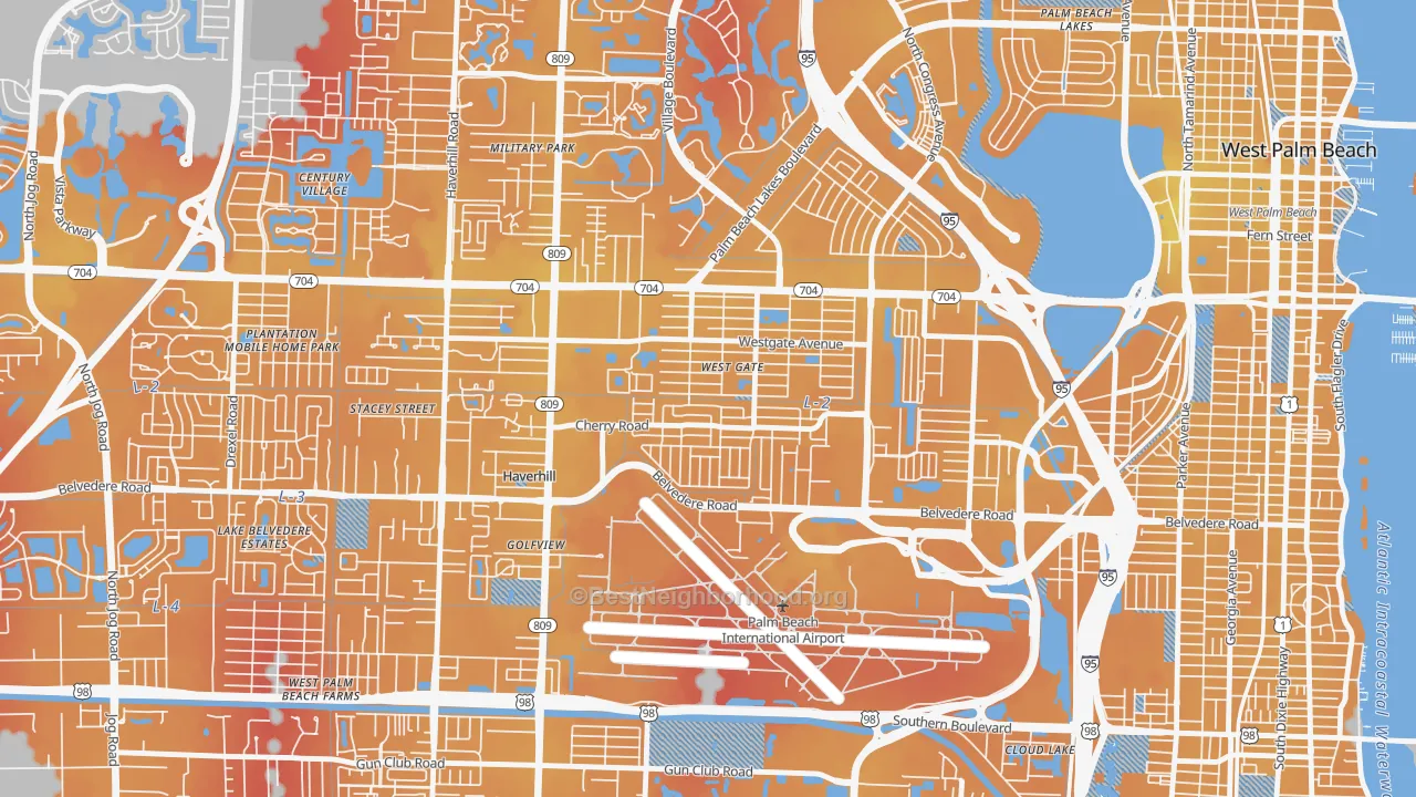Transit Grade map of Westgate, FL
