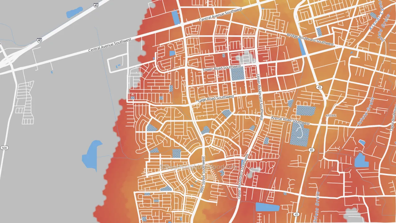 Transit Grade map of Westgate Hts, Albuquerque, NM