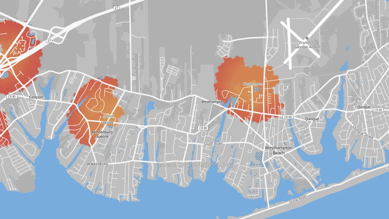 Transit Grade map of Westhampton, NY